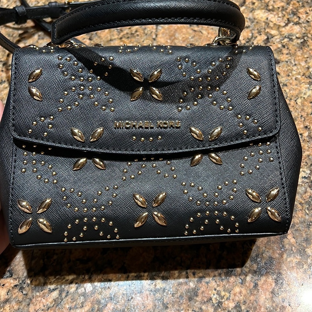 Gold and black detailed Michael kors bag